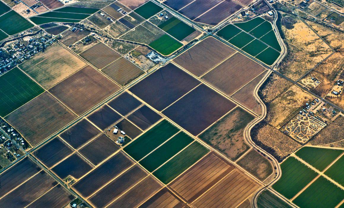 aerial image of farmland plots