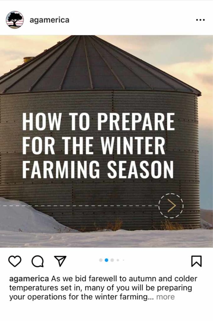 AgAmerica Instagram post: How to Prepare for the Winter Farming Season
